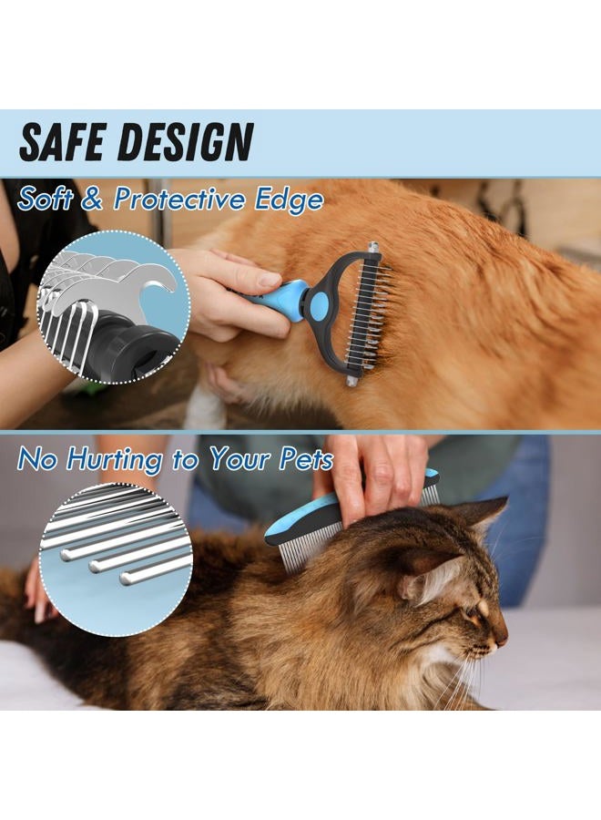 Docrok Pet Grooming Combo - Blue Deshedding Brush with Metal Comb for Detangling and Dematting Long, Matted Fur on Cats and Dogs - Image 4