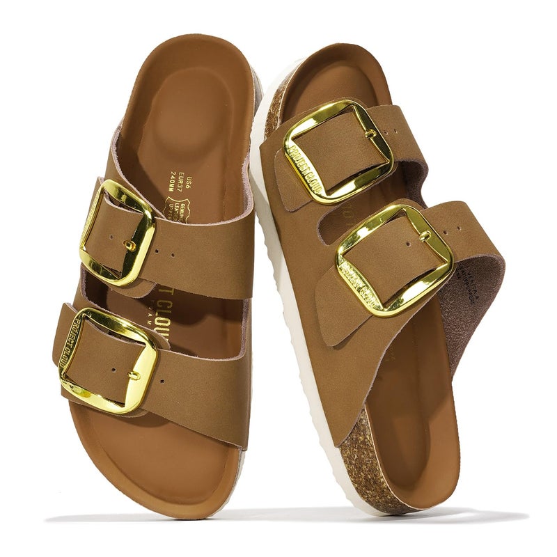 Project Cloud Genuine Leather Flat Sandals for Women 2026 Comfortable Beach Essentials Womens Sandals Memory Foam Vacation Essentials Slides for Women Footwear (Santorini, TanLea, 10) - Image 1