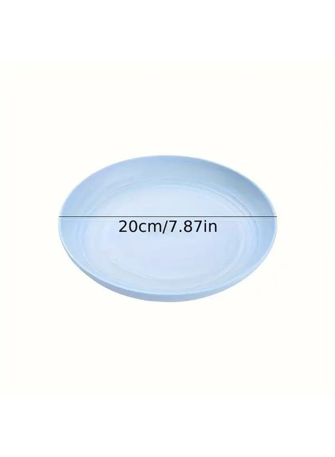 8pcs Unbreakable Wheat Plates Dishwasher Safe Microwave Friendly Dinner Set Beige Pink Light Blue Light Green - Image 3