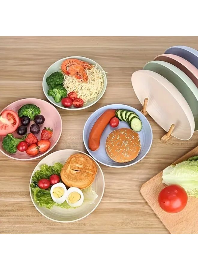 8pcs Unbreakable Wheat Plates Dishwasher Safe Microwave Friendly Dinner Set Beige Pink Light Blue Light Green - Image 4