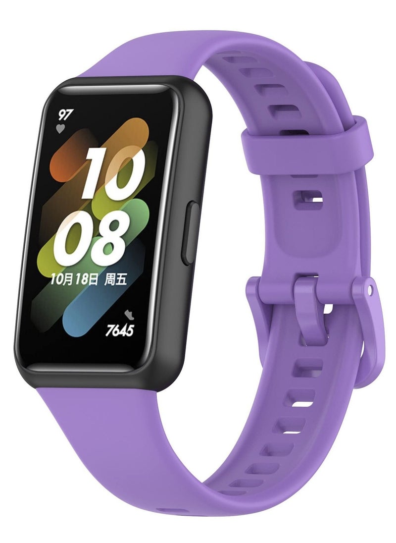 Generic Sport Watch Strap Compatible with Huawei Band 7/Honor Band 7 Bracelet, Sweatproof Lightweight Silicone Wristband Replacement Band-Light Purple  - Image 2