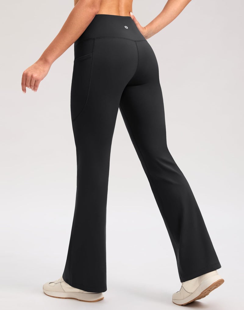 SANTINY Fleece Lined Flare Leggings Women 28.5/30.5/32 Water Resistant Winter Bell Bottom Hiking Yoga Pants with Pocketsï¼ˆBlack_32Sï¼‰ - Image 2