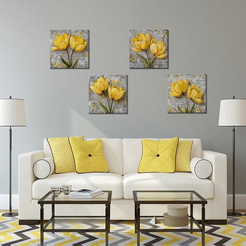 Wall HDQ Office Wall Decor Flower and Bird Wall Art Picture Print on Canvas Modern Painting Artwork for Bedroom Living Room Bathroom Home Decor Gifts Framed Ready to Hang(16''W x 16''H x4) - Image 5