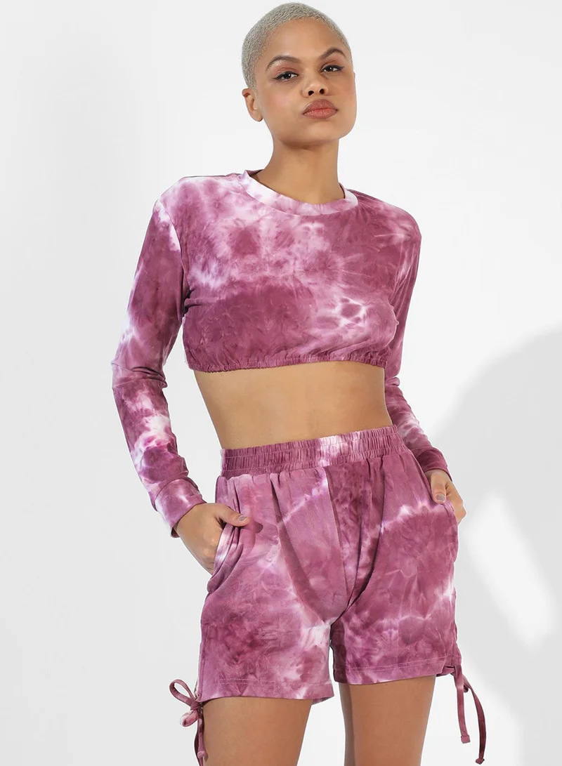 Pinacolada  Women's Garnet Pink Tie-Dye Co-Ord Set For Casual Wear | Round Neck | Long Sleeve | Pull On Closure | Co-Ords Designed With Comfort Fit For Woman & Girls for Women | Best Price UAE