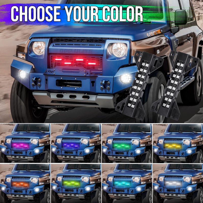 OPP ULITE LED Grille Lights for Trucks - RGB Color - 4 Pods Front Grill Light - Smartphone APP Control/Music/Timing/Flashing Strobe Modes for Ram F150 F250 F350 F450 F550 Tacoma Truck - Image 4