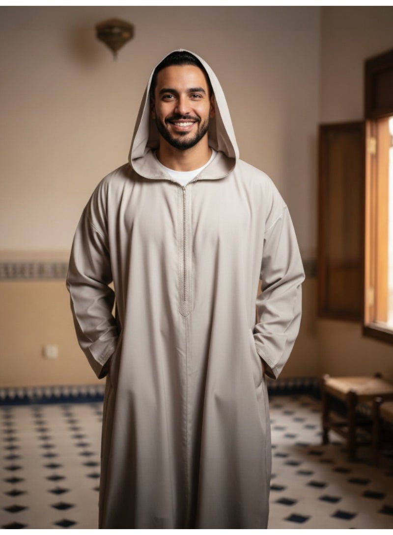 Men's shirt, nightgown, Moroccan robe, comfortable fit, luxury men's gifts, men's comfortable house robe, long-sleeved Moroccan shirt, men's summer long-sleeved shirt, long-sleeved shirt, men's seven-sleeved robe with comfortable hood, gifts for men - Image 1