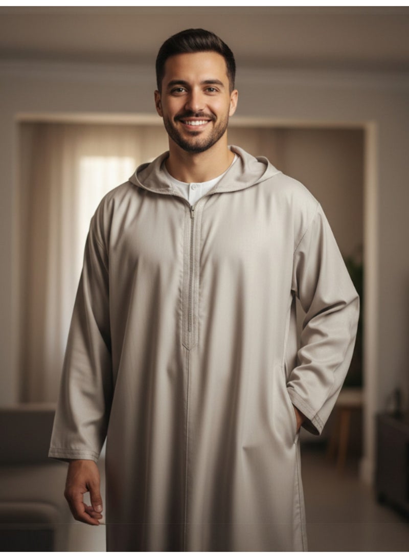 Men's shirt, nightgown, Moroccan robe, comfortable fit, luxury men's gifts, men's comfortable house robe, long-sleeved Moroccan shirt, men's summer long-sleeved shirt, long-sleeved shirt, men's seven-sleeved robe with comfortable hood, gifts for men - Image 2