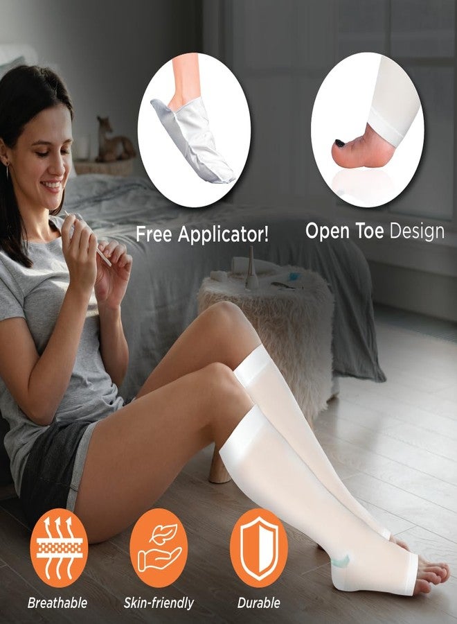 Vissco Medical Compression Stockings Anti-Embolism - Knee (Open Toe) Stocking to Improve Blood Circulation, Swollen, Tired, Aching Legs, Edema, Sore Legs for Men & Women - Medium (White) - 1 Pair - Image 5