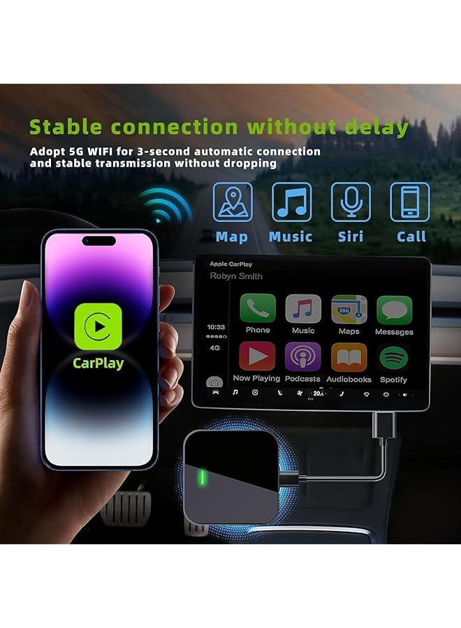 KASTWAVE Wireless Carplay Adapter For Iphone, Carplay Dongle Converts Wired To Wireless, Bluetooth & Wifi Auto-Connect, Online Update, Compatible With Cars From 2015 & Ios 9+ - Image 4