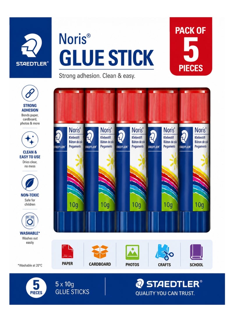 STAEDTLER 5-Piece Noris Glue Stick 10gm Content Per Tube - Image 1