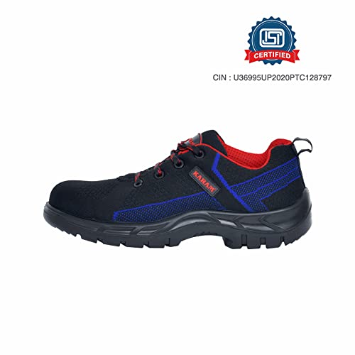 KARAM Flytex FS204 Safety Shoes for Men | Sporty Design, Lightweight with Single Density | Antistatic, Antislip, Oil & Heat Resistant with Fiber Toe | Black & Blue | Size-09 - Image 2