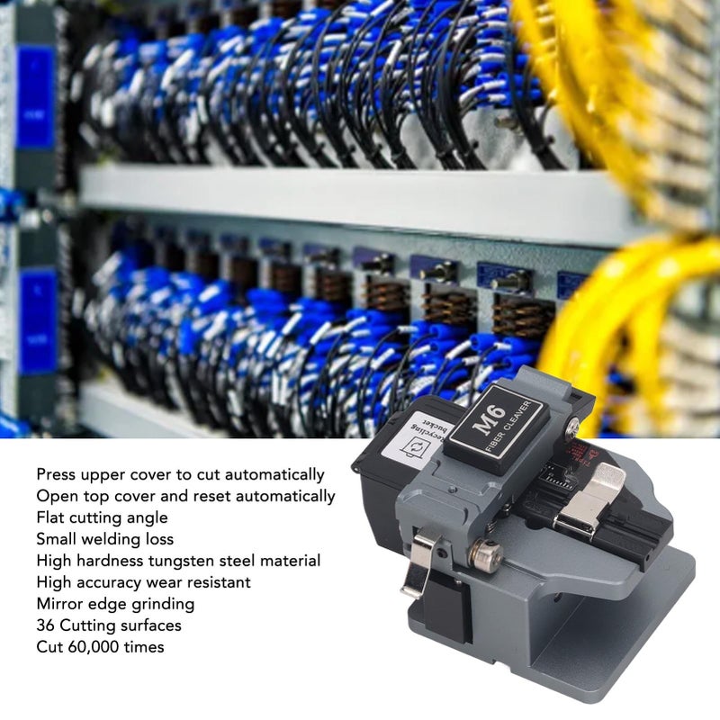 Fully Automatic Optical Fiber Cleaver Tool Cutter Stable Angle 60000 Times Cutting Life Easy Operation With Waste Collector Gray - Image 3