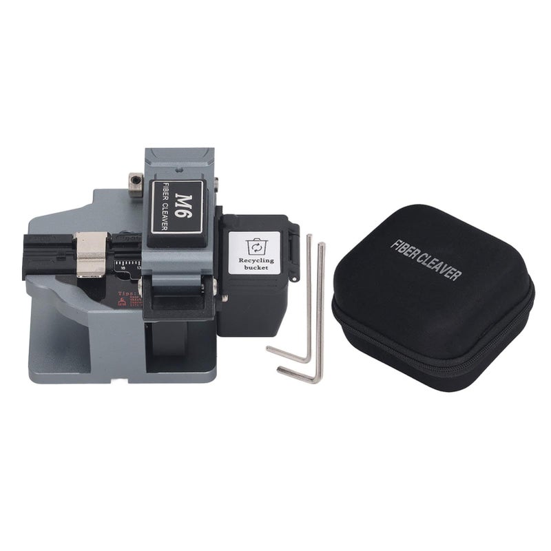 Fully Automatic Optical Fiber Cleaver Tool Cutter Stable Angle 60000 Times Cutting Life Easy Operation With Waste Collector Gray - Image 2