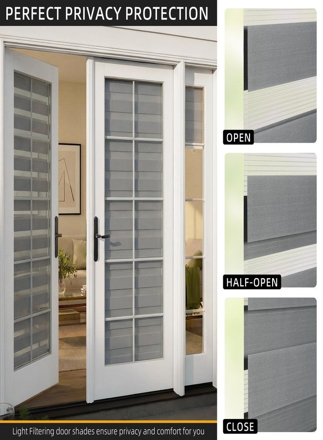 LazBlinds No Drill Zebra Blinds for French Door, Cordless Blinds for Door with 20" Covering Width, Small Gap Design Light Filtering Sheer Shades for Indoor Windows, 20 5/8" W x 24" L, Grey - Image 4
