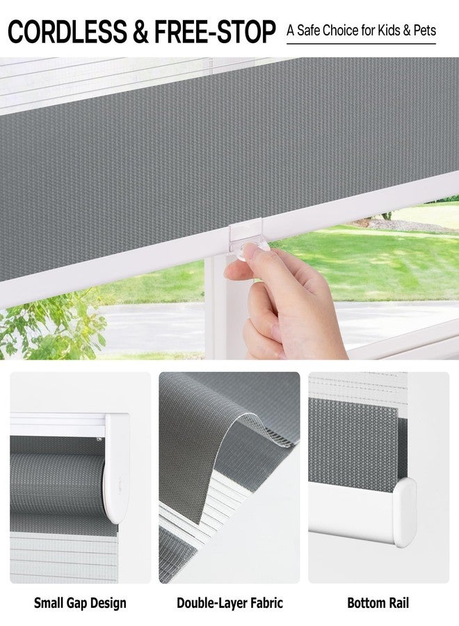 LazBlinds No Drill Zebra Blinds for French Door, Cordless Blinds for Door with 20" Covering Width, Small Gap Design Light Filtering Sheer Shades for Indoor Windows, 20 5/8" W x 24" L, Grey - Image 2