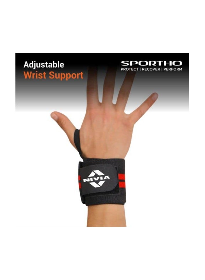 Nivia Nivia Weight Lifting Wrist Support with Thumb Loop Strap for Gym,Workout & Strength Training Exercise/Made of Velcro and Elastic Band for Men & Women  - Image 2