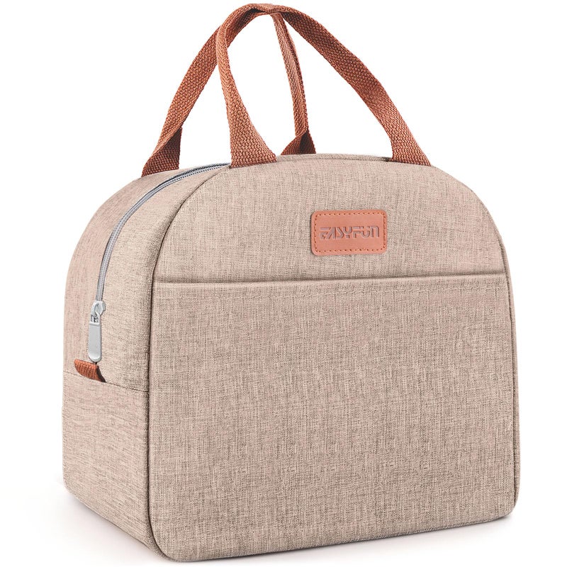 Lunch Bag for Women  Men Adult Insulated Lunch Box Small Leakproof Cooler Food Lunch Containers Reusable High Capacity Lunch Tote Bags for Work Travel Outdoor KHAKI