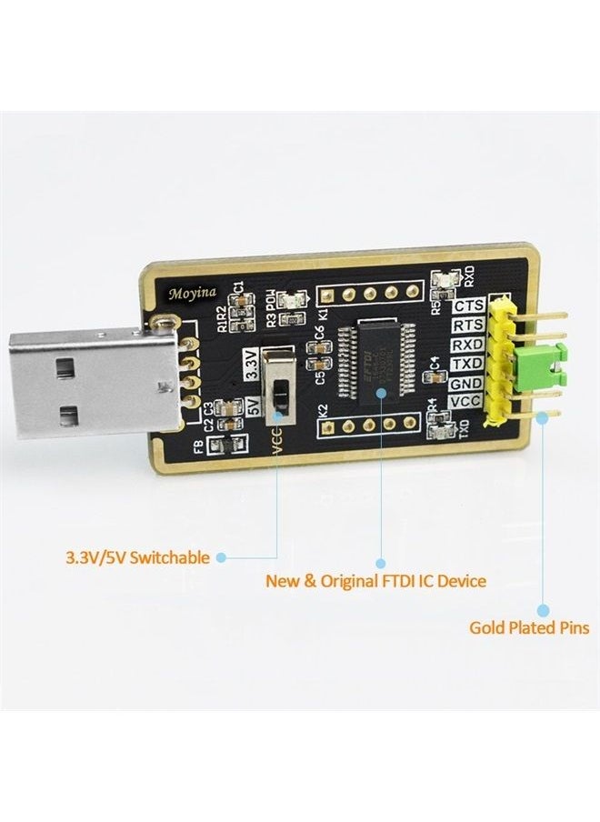 Moyina - USB to TTL Adapter, USB to Serial Converter for Development Projects - Featuring Genuine FTDI USB UART IC ‘FT232RL' - Image 1