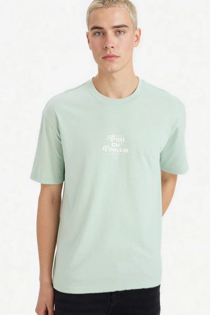 ديفاكتو 100% Cotton Boxy Fit Printed T-Shirt