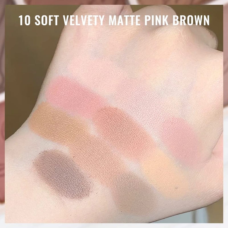 Erinde 10 Colors Eyeshadow Palette Makeup - Matte Shimmer Glitter Eye Shadow, Ultra-Blendable, High Pigmented, Naturing-Looking, Neutral Nude Eyeshadow Palette with Professional Brush, Plant Rhythm - Image 2