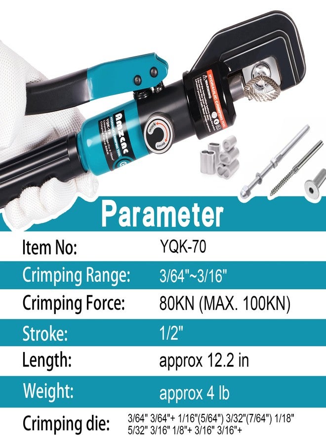AMZCNC Wire Rope Crimping Tool for Aluminum Crimping Loop Sleeve, Two Barrel Ferrule, Oval Sleeves, 3/64 in to 3/16 in, Stainless steel wire rope Swaging Tool Kit with Wire Rope Cutter - Image 3