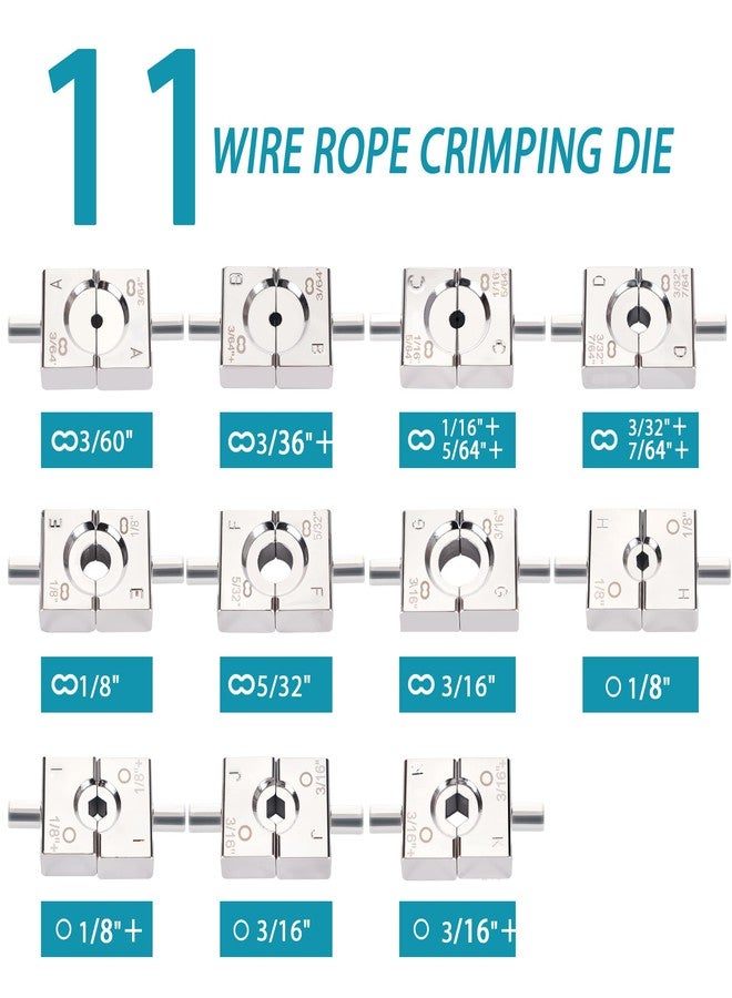 AMZCNC Wire Rope Crimping Tool for Aluminum Crimping Loop Sleeve, Two Barrel Ferrule, Oval Sleeves, 3/64 in to 3/16 in, Stainless steel wire rope Swaging Tool Kit with Wire Rope Cutter - Image 2
