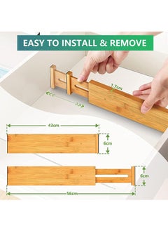 LENND Drawer Dividers Bamboo Separators Organization Expandable Organizers for Kitchen Bedroom Bathroom Dresser Office 4-pack (43-56cm)  - Image 5