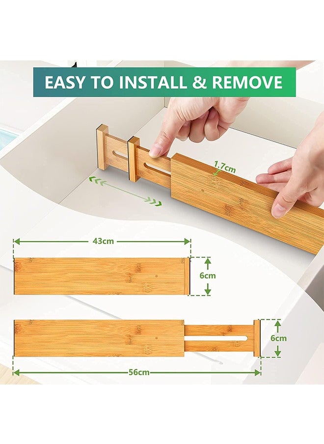 LENND - Drawer Dividers Bamboo Separators Organization Expandable Organizers for Kitchen Bedroom Bathroom Dresser Office 4-pack (43-56cm) - Image 1