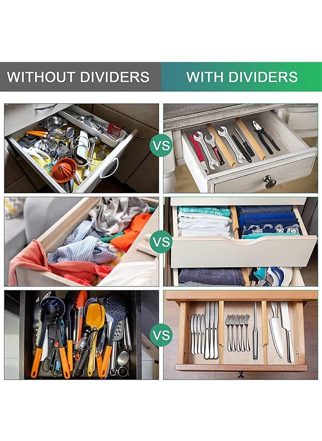 LENND - Drawer Dividers Bamboo Separators Organization Expandable Organizers for Kitchen Bedroom Bathroom Dresser Office 4-pack (43-56cm) - Image 1