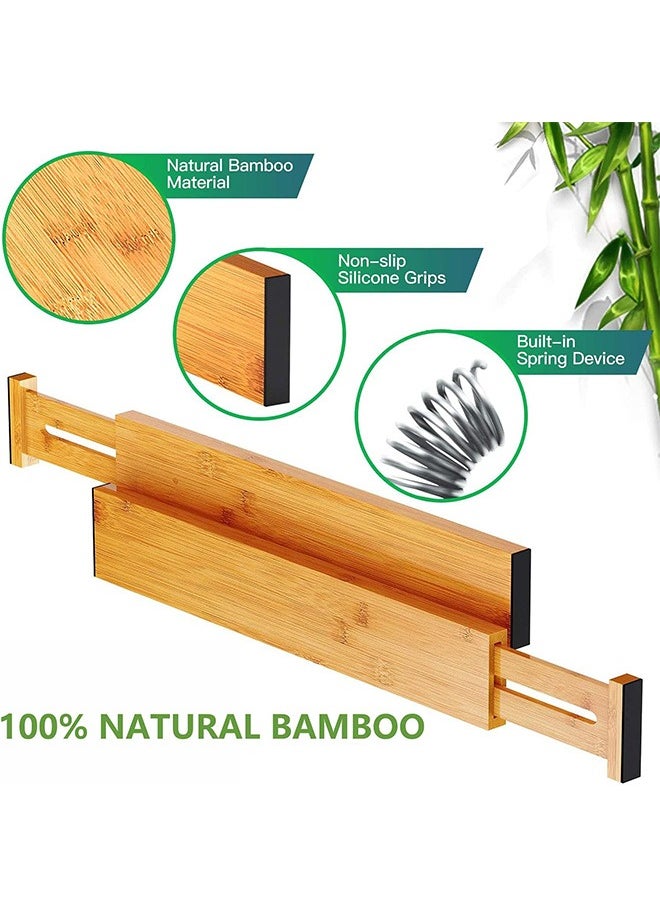 LENND - Drawer Dividers Bamboo Separators Organization Expandable Organizers for Kitchen Bedroom Bathroom Dresser Office 4-pack (43-56cm) - Image 1