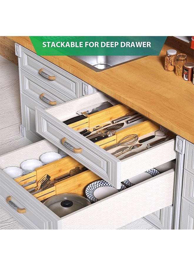 LENND - Drawer Dividers Bamboo Separators Organization Expandable Organizers for Kitchen Bedroom Bathroom Dresser Office 4-pack (43-56cm) - Image 1