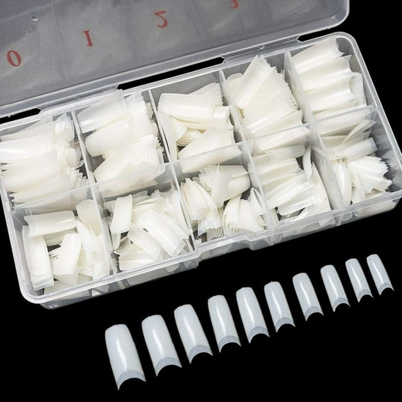 500pcs Artificial Acrylic Nail Tip Natural Color Full Cover False Nail Tips - Image 1