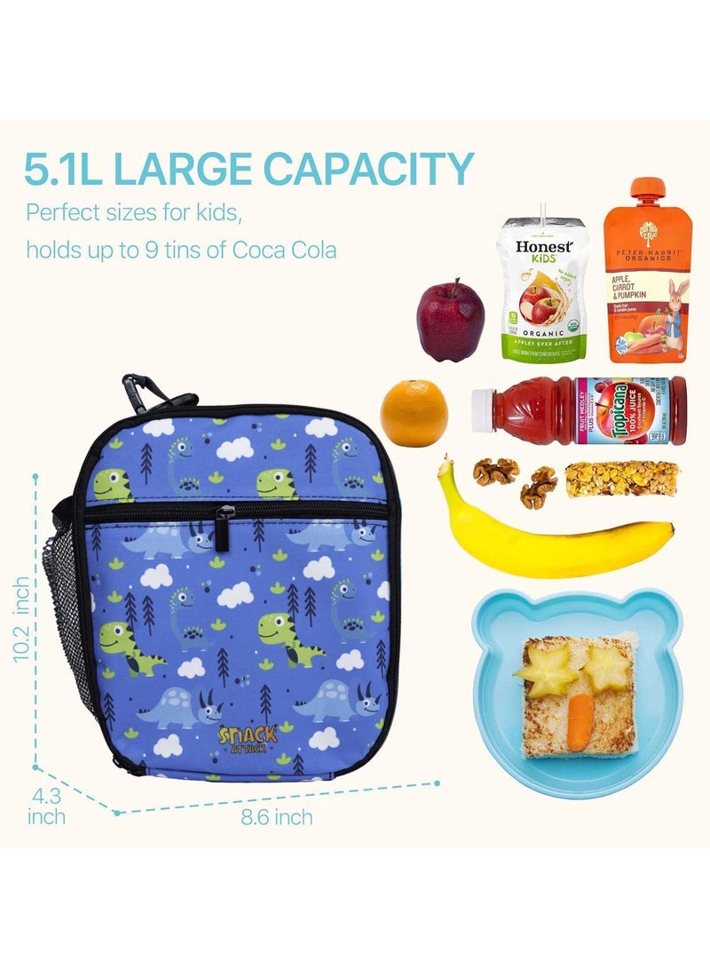 Snack attack Snack Attack Kids Insulated Dinosaur Lunch Bag – Leakproof Thermal Lunchbox with Strap & Mesh Pocket – Fun Dino Design for Boys & Girls – Ideal for School, Daycare, and Picnics  - Image 2