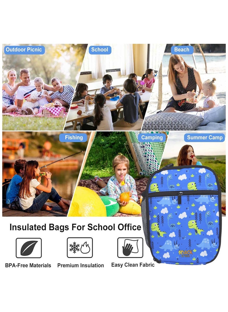 Snack attack Snack Attack Kids Insulated Dinosaur Lunch Bag – Leakproof Thermal Lunchbox with Strap & Mesh Pocket – Fun Dino Design for Boys & Girls – Ideal for School, Daycare, and Picnics  - Image 3