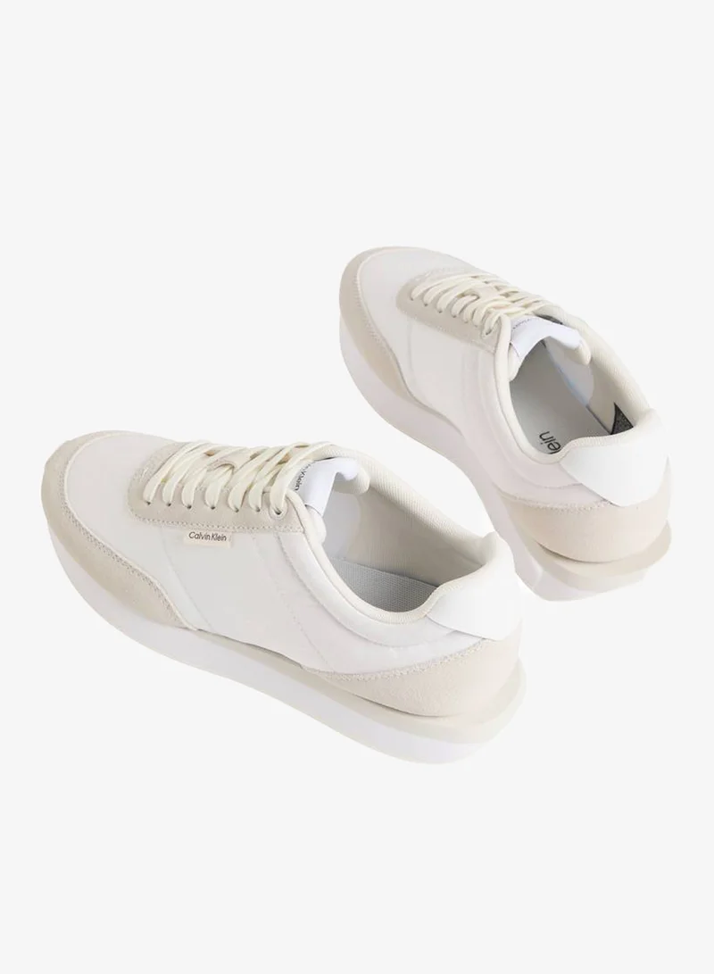 CALVIN KLEIN Bright White/Marshmallow Retro Runner Trainers for Women | Best Price UAE