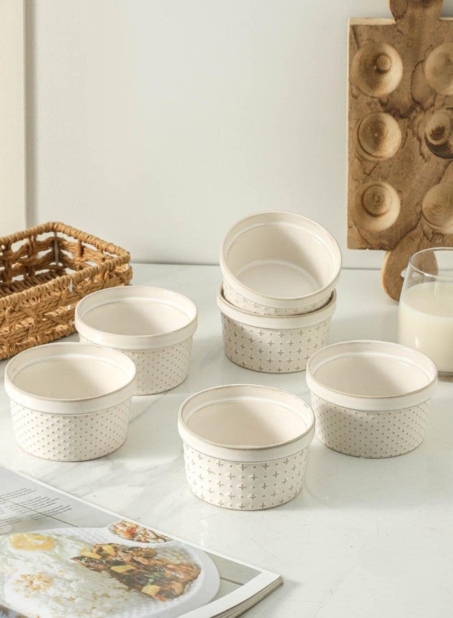 Seyatoo 8 oz Ramekins Oven Safe Set of 6, Souffle Dish Baking Bowls, Ceramic Creme Brulee Ramekins Bowl, Custard Dessert Cups for Pudding Yogurt Ice Cream, Glazed White - Image 2