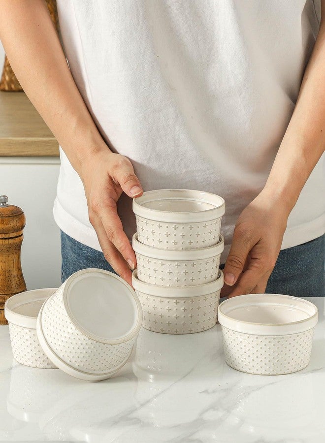 Seyatoo 8 oz Ramekins Oven Safe Set of 6, Souffle Dish Baking Bowls, Ceramic Creme Brulee Ramekins Bowl, Custard Dessert Cups for Pudding Yogurt Ice Cream, Glazed White - Image 4