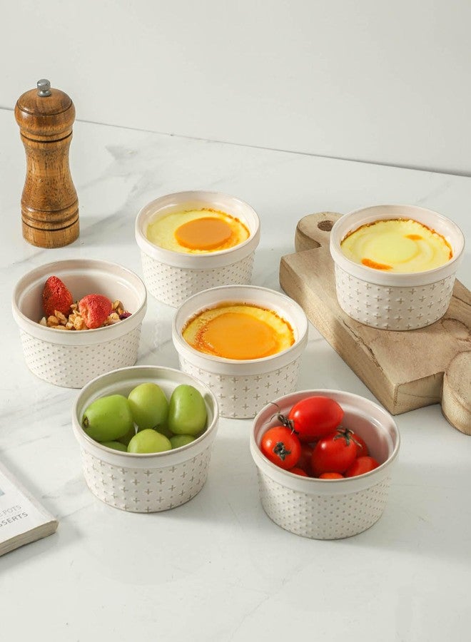 Seyatoo 8 oz Ramekins Oven Safe Set of 6, Souffle Dish Baking Bowls, Ceramic Creme Brulee Ramekins Bowl, Custard Dessert Cups for Pudding Yogurt Ice Cream, Glazed White - Image 5
