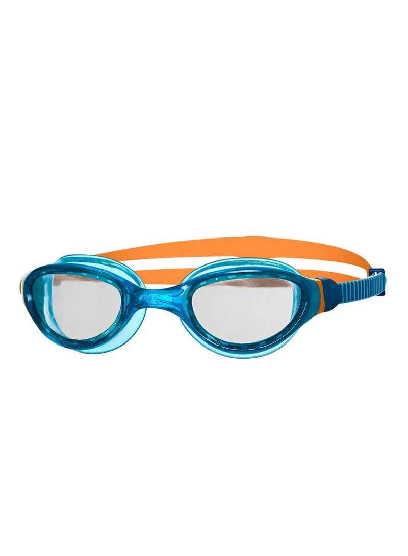 ZOGGS Phantom 2.0 Junior Swim Goggles Blue Orange Clear | Anti-Fog Uv Protection Lenses | Soft-Seal Frame | Adjustable Strap | Ideal For Aged 614 For Swim Training & Recreation | 461312-Blorclr