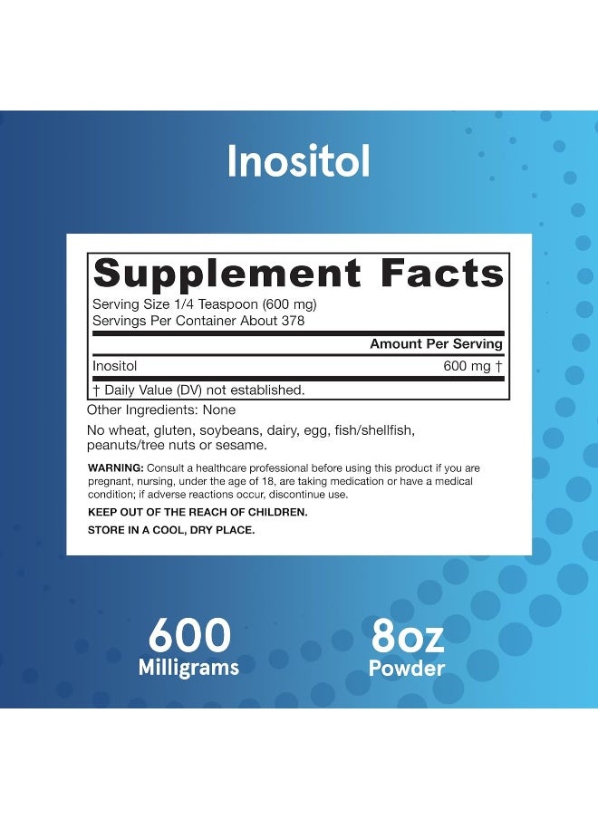 jarrow formulas - Inositol - 8 Oz Powder - Liver Support - Useful For Nerve Functioning & Fat Metabolism - 378 Servings - Image 1