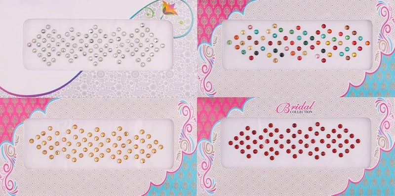 VAMA Big Crystal Stone Large Bindis kumkum sticker MultiColor Diamond Tikli bindiya Bindi for Women 4 Sheets Big Size 4 mm - Image 1