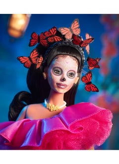 Barbie Doll Wearing Ruffled Pink Gown And Holding Tiny Ofrenda  - Image 3