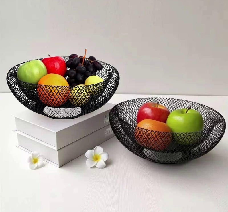 Grofly Metal Fruit Bowl, Wire Mesh Fruit Basket, Countertop Fruit Storage Basket, Decorative Fruit Basket for Dining Table, Kitchen Counter, Onion Potato Basket for Kitchen, Dining Table - Image 5