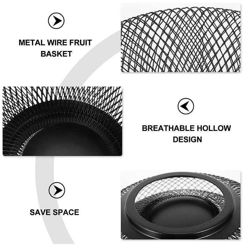 Grofly Metal Fruit Bowl, Wire Mesh Fruit Basket, Countertop Fruit Storage Basket, Decorative Fruit Basket for Dining Table, Kitchen Counter, Onion Potato Basket for Kitchen, Dining Table - Image 2
