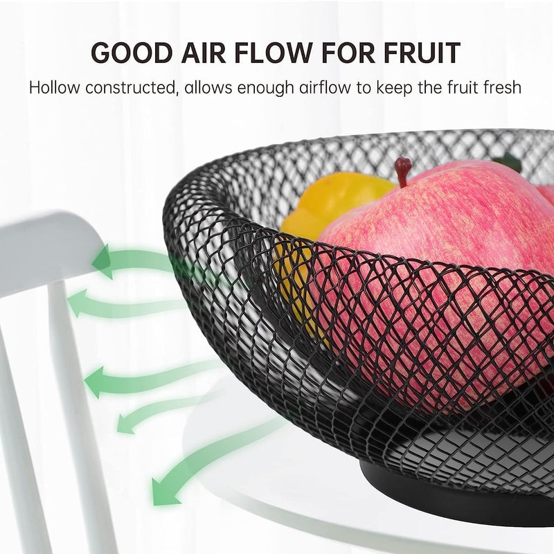 Grofly Metal Fruit Bowl, Wire Mesh Fruit Basket, Countertop Fruit Storage Basket, Decorative Fruit Basket for Dining Table, Kitchen Counter, Onion Potato Basket for Kitchen, Dining Table - Image 4
