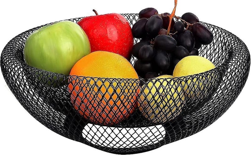 Grofly Metal Fruit Bowl, Wire Mesh Fruit Basket, Countertop Fruit Storage Basket, Decorative Fruit Basket for Dining Table, Kitchen Counter, Onion Potato Basket for Kitchen, Dining Table - Image 1
