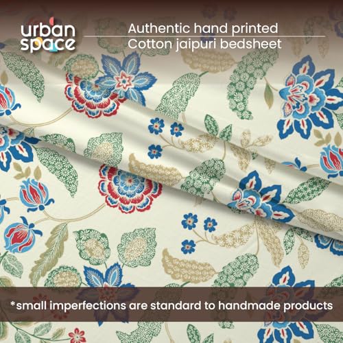 Urban Space 100% Cotton Jaipuri Handblock Premium Printed King Size Bedsheet with 2 Pillow Covers, 240 TC Cotton King Bedsheet (108 x 108 Inches, Noorjaal) - Image 3