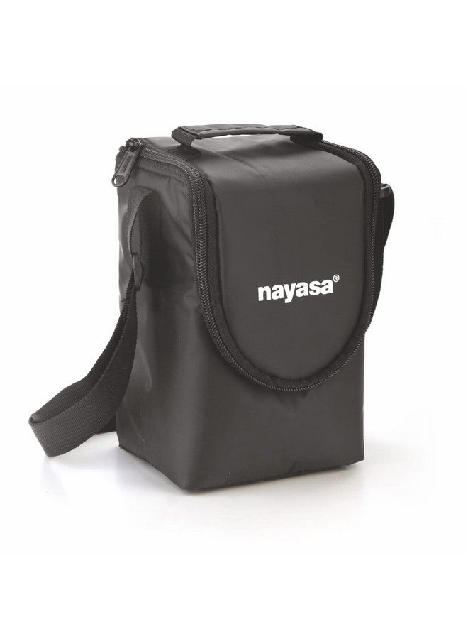 NAYASA Nayasa Eco Crunch 3 Lunch Box | 3 Containers of 300 ml Each | Ziper Pouch | Airtight & Leak Proof Lid | 4 Side Lock | Ideal for School | College | Office | Full Meal & Easy to Carry | Black  - Image 2
