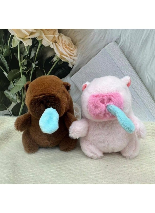 Snot Capybara Capybara Plush Pendant Car Keychain School Bag You Pendant Plush Doll Pendant-Specifications:12cm-Color:Brown Quick Slug Style