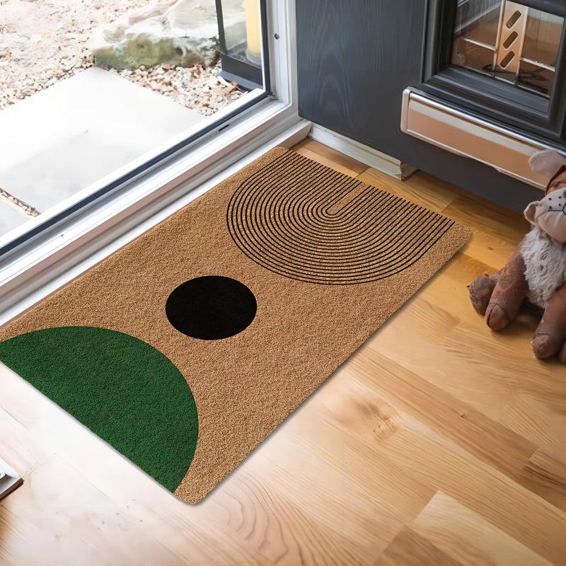 Luvadian Mid Century Modern Boho Door Mat - Boho Welcome Mat, Modern Green and Black Indoor/Outdoor Entrance Mat, 17x30 Inch - Image 3